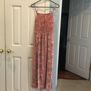 Old Navy summer dress, orangish red floral, size S